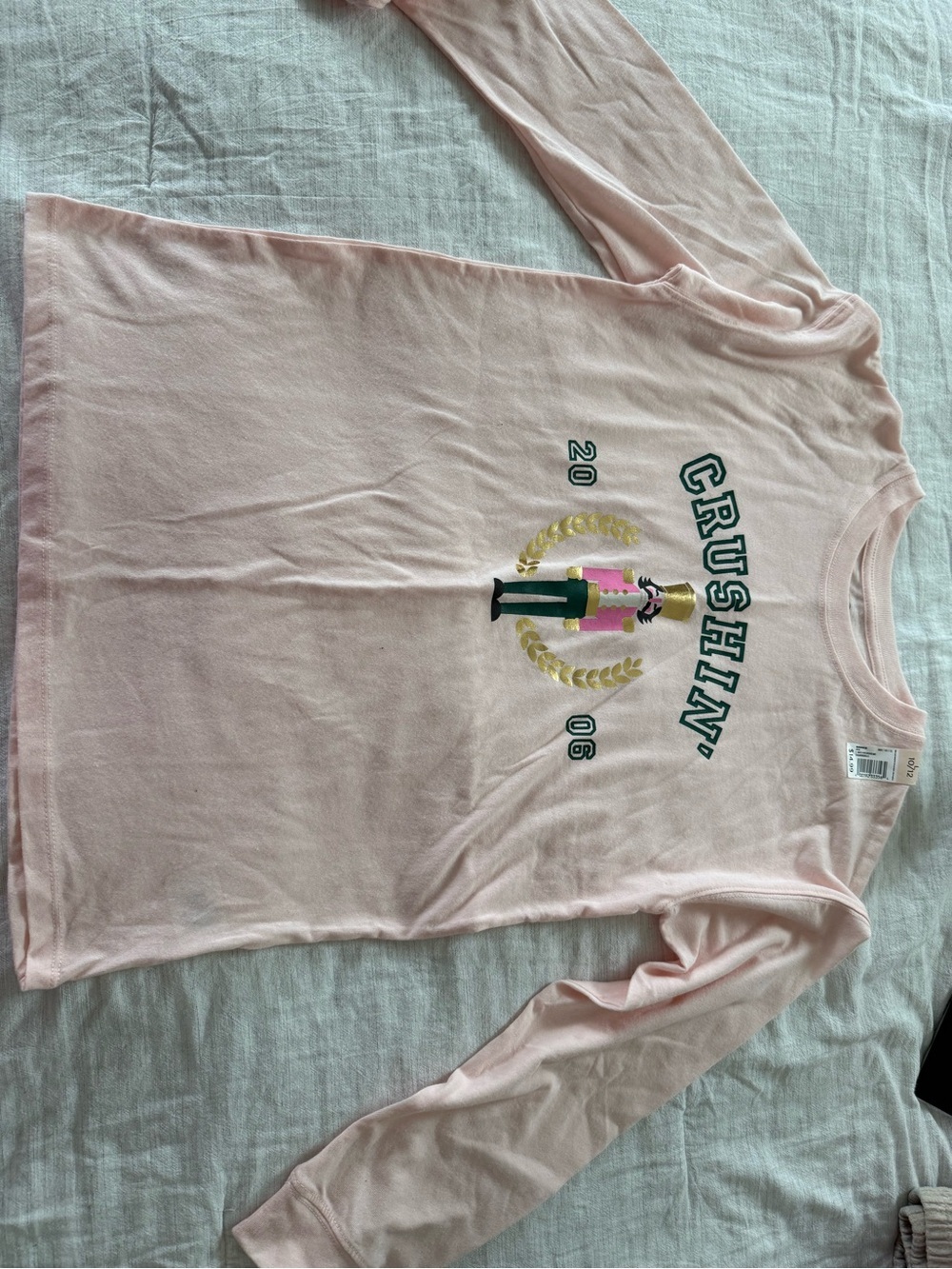 SO Light Pink Long Sleeve Tee with 'Crushin'' Graphic